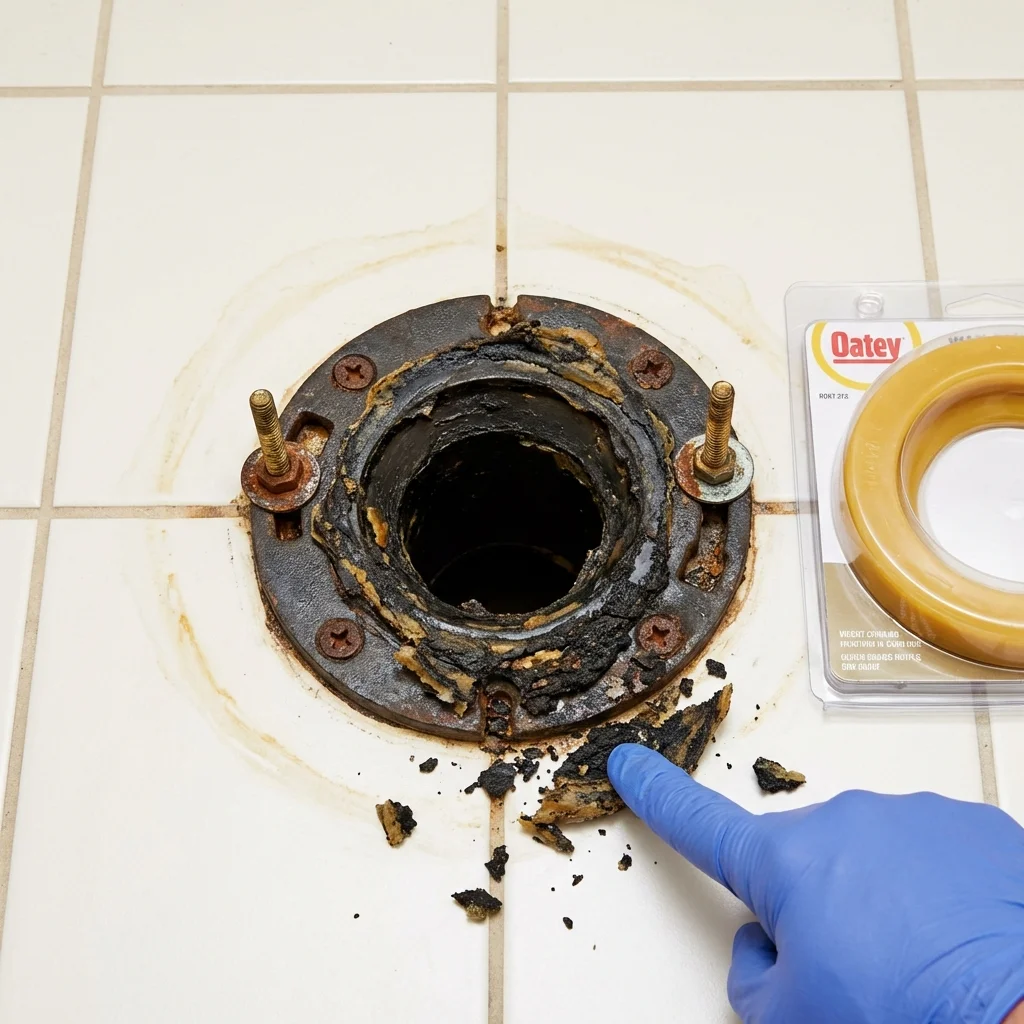 Failed wax ring showing water seepage at the base of a toilet in a Millville, UT home